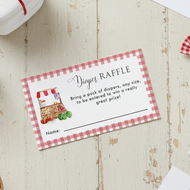 Diaper Raffle Locally Grown Baby Shower Gingham Begleitkarte (Von Creator hochgeladen)