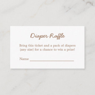 Diaper Raffle Minimalistisch Gentle Brown Begleitkarte