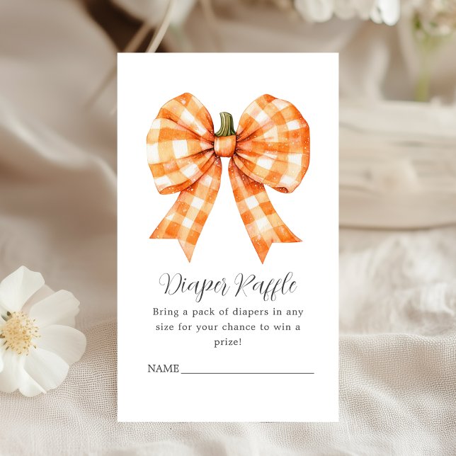 Diaper Raffle Orange Fall Pumpkin Bow Babydusche Begleitkarte (Von Creator hochgeladen)