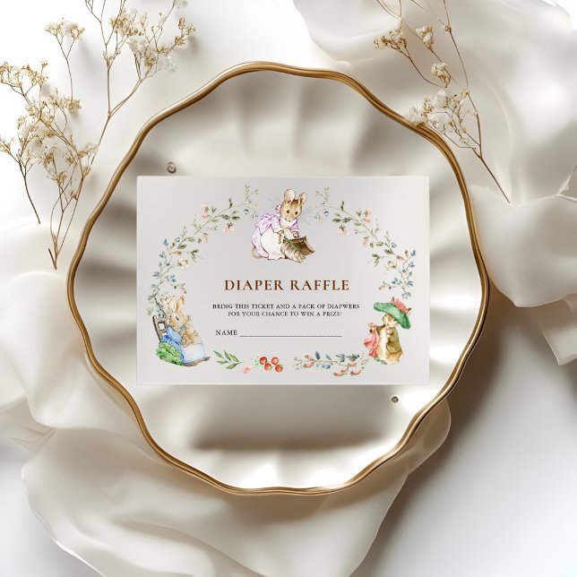 Diaper Raffle Peter Rabbit Baby Shower Ticket Begleitkarte (Von Creator hochgeladen)