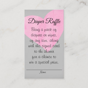 Diaper Raffle Pink Heart Girl Baby Dusche Begleitkarte