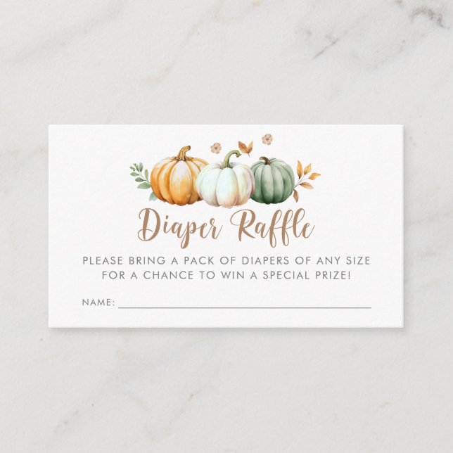 Diaper Raffle | Pumpkin Herbstfalldusche Begleitkarte (Vorderseite)