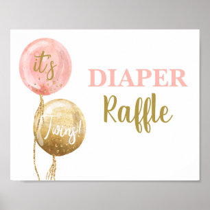 Diaper Raffle rosa Zwillingsmädchen Zeichen Poster