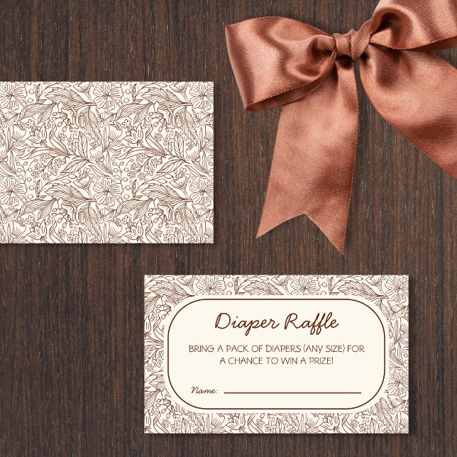 Diaper Raffle Rustic Floral Brown Handwritten Begleitkarte (Diaper Raffle Rustic Floral Brown Handwritten Enclosure Card)