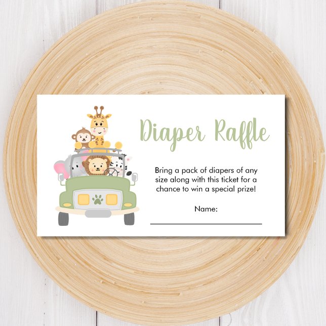 Diaper Raffle Safari Baby Dusche Begleitkarte (Von Creator hochgeladen)