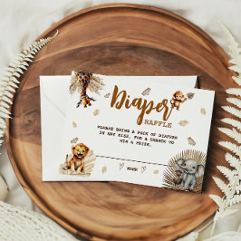 Diaper Raffle Safari Niedlicher Tiere Boho Baby Du Begleitkarte