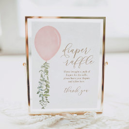 Diaper Raffle Schild Pink Balloon Girl Baby Dusche