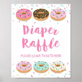 Diaper Raffle Schild Rosa Donut Sprinkle Tafelzeic