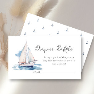 Diaper Raffle Segelboot Babydusche Begleitkarte