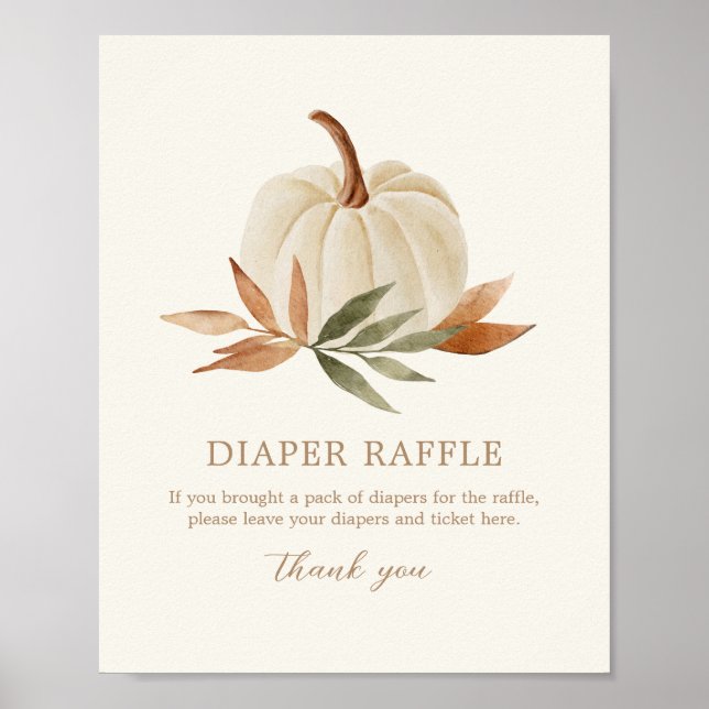 Diaper Raffle Sign Little Pumpkin Baby Dusche Poster (Vorne)