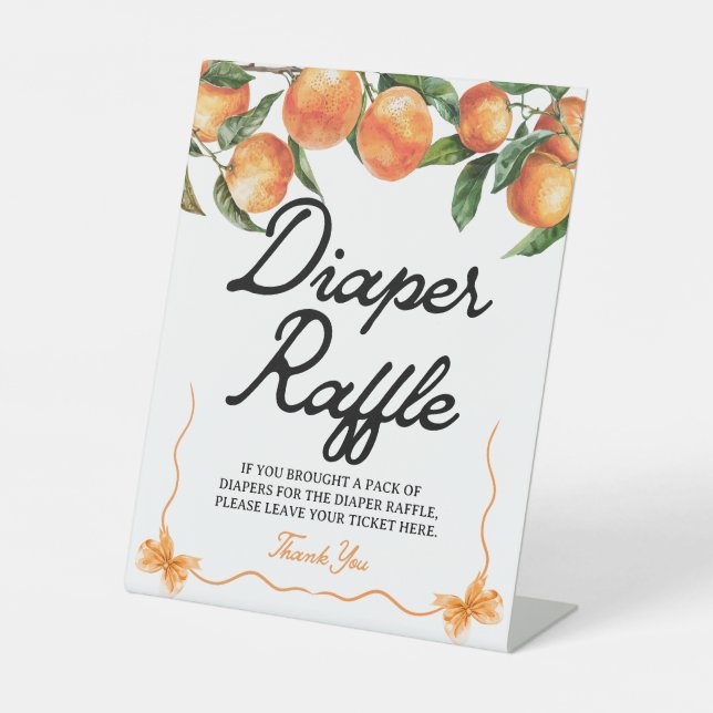 Diaper Raffle Sign | Orange Baby Duschzeichen Sockelschild (Vorderseite)