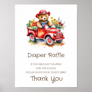 Diaper Raffle Sign Teddy Vor Ort angebautes Baby Poster