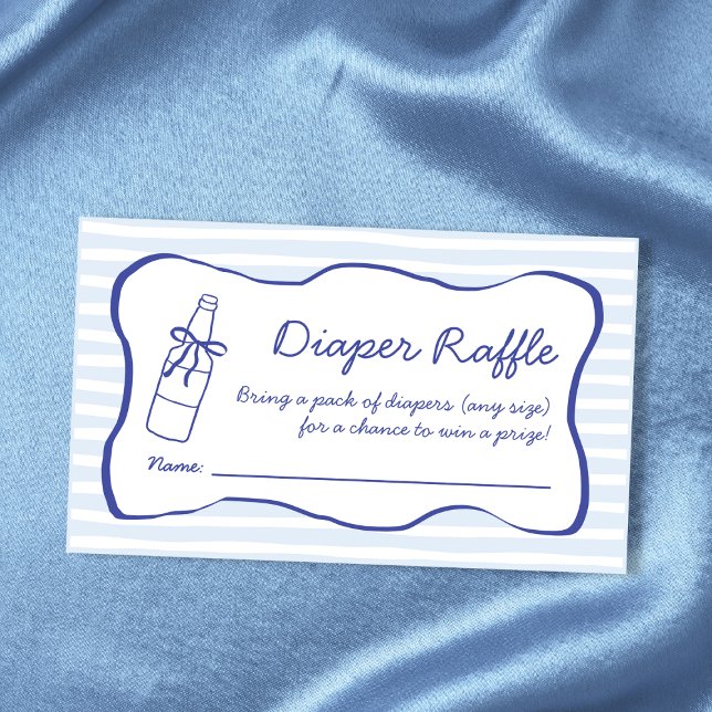 Diaper Raffle Soda Bottle Wavy Blue Baby Shower Begleitkarte (Diaper Raffle Soda Bottle Wavy Blue Baby Shower Enclosure Card)