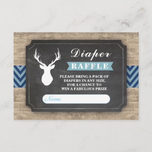 Diaper Raffle Stag Baby Dusche Rustic Boy Blue Begleitkarte