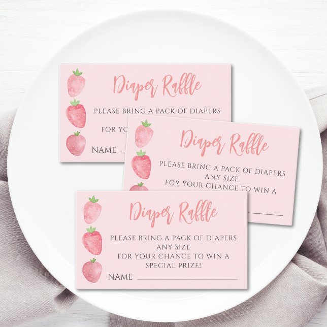 Diaper Raffle Strawberry Baby Shower Begleitkarte (Von Creator hochgeladen)