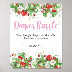 Diaper Raffle   Strawberry Berry Sweet Baby Dusche Poster