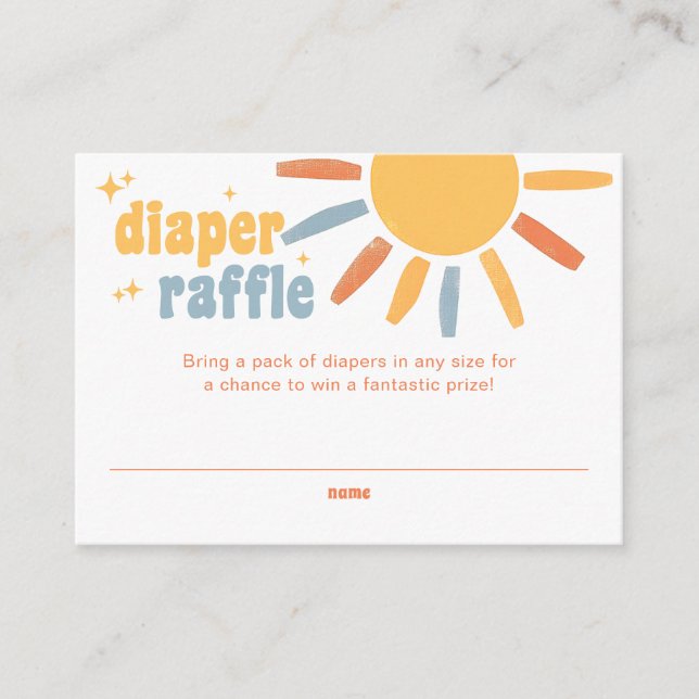 Diaper Raffle Sunshine Baby Shower Begleitkarte (Vorderseite)