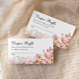 Diaper Raffle Tea Party Baby Shower  Begleitkarte