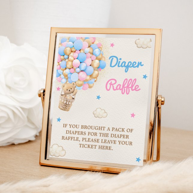 Diaper Raffle Teddy Bear Pink Blue Game-Zeichen Fotodruck (Von Creator hochgeladen)