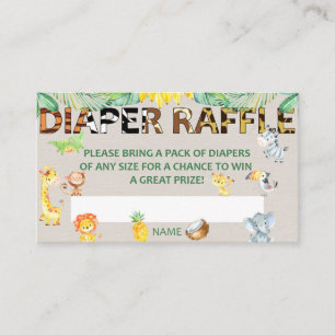 Diaper Raffle Ticket Baby Dusche Jungle Safari Begleitkarte