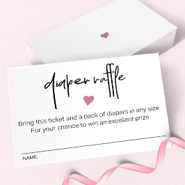 Diaper Raffle Ticket Baby Girl Pink Herz Mitteilungskarte