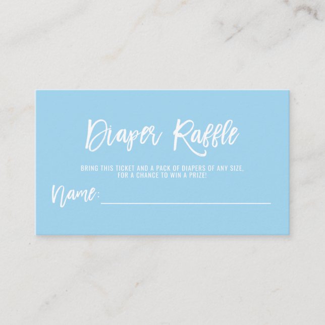 DIAPER RAFFLE Ticket Blue BOY Baby Dusche Begleitkarte (Vorderseite)