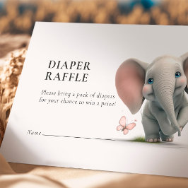 Diaper Raffle Ticket Elephant Blue Boy Begleitkarte