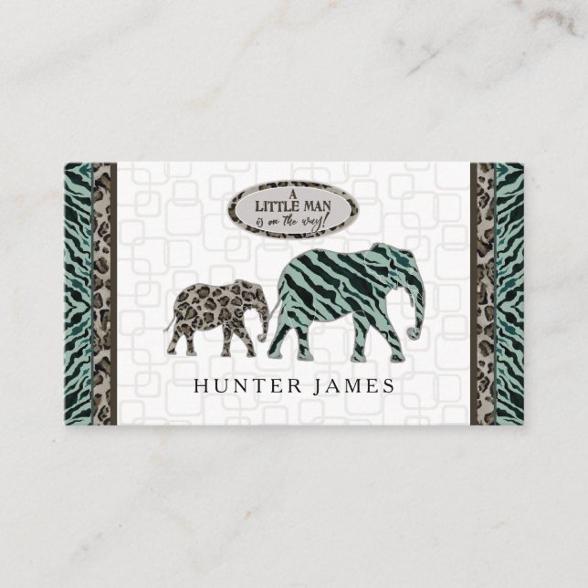 Diaper Raffle Ticket Elephant Safari Baby Dusche Begleitkarte (Vorderseite)