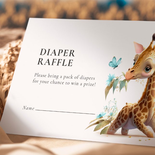 Diaper Raffle Ticket Giraffe Blue Boy Umschließung Begleitkarte (Von Creator hochgeladen)