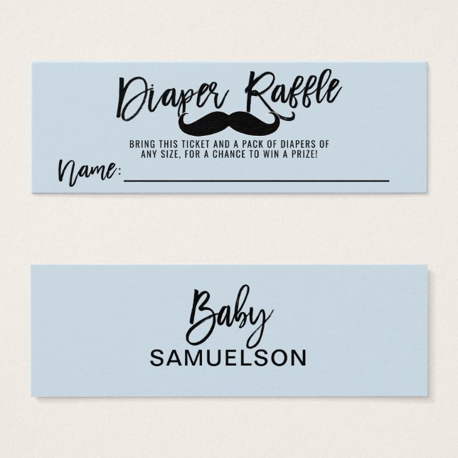 DIAPER RAFFLE Ticket Mustache Petit Homme Douche (Devant & derrière)