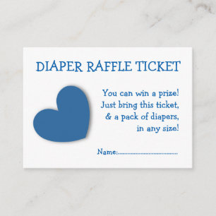 Diaper Raffle Ticket Niedliches blaues Herz für Ju Begleitkarte