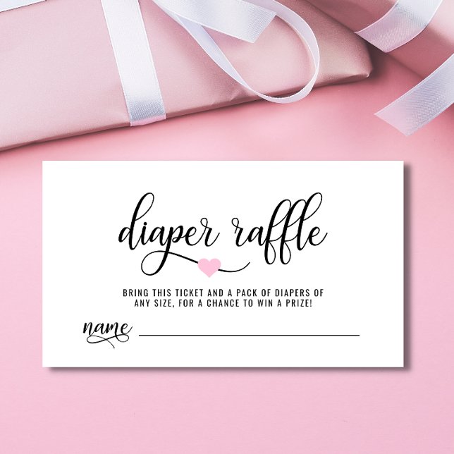 DIAPER RAFFLE Ticket Pink Heart Baby Dusche Begleitkarte (Von Creator hochgeladen)