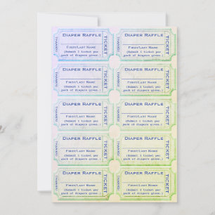 Diaper Raffle Tickets Blue Green Einladung