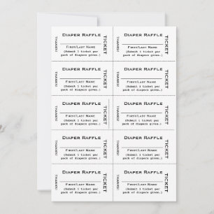 Diaper Raffle Tickets Schlichte Typografie Einladung