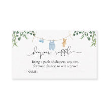 Diaper Raffle Wäsche Blue Greenery Baby Dusche