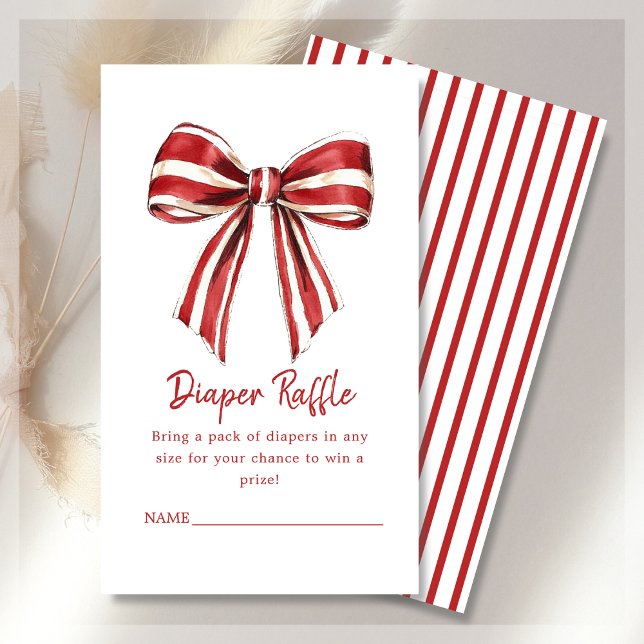Diaper Raffle Weihnachts Coquette Bow Baby Dusche Begleitkarte (Von Creator hochgeladen)