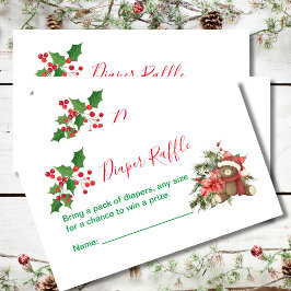 Diaper Raffle Winter Weihnachten Rote Poinsettia Begleitkarte