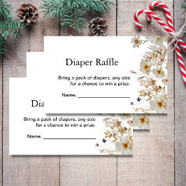Diaper raffles winter rustic boho wildflowers begleitkarte