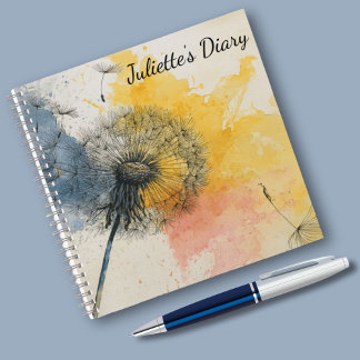 Diary Watercolor Dandelion Notizbuch