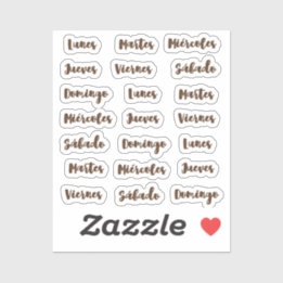 Dias de la semana winzige Latte Aufkleber