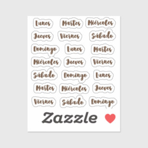 Dias de la semana winzige Latte Aufkleber