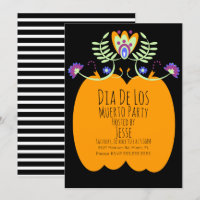 Dias De Los Muerto Pumpkin Folk Florals Einladung