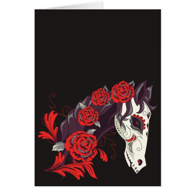 Dias de los Muertos Cheval Crâne avec Roses (Devant)