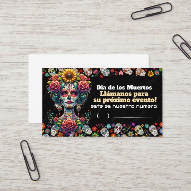 Dias de los muertos visitenkarte (Vorderseite/Rückseite Beispiel)