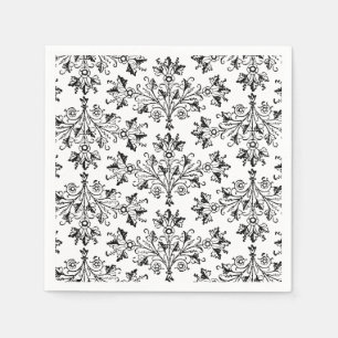 Diäten und Blätter Blumenkunst in Black Paper Serviette