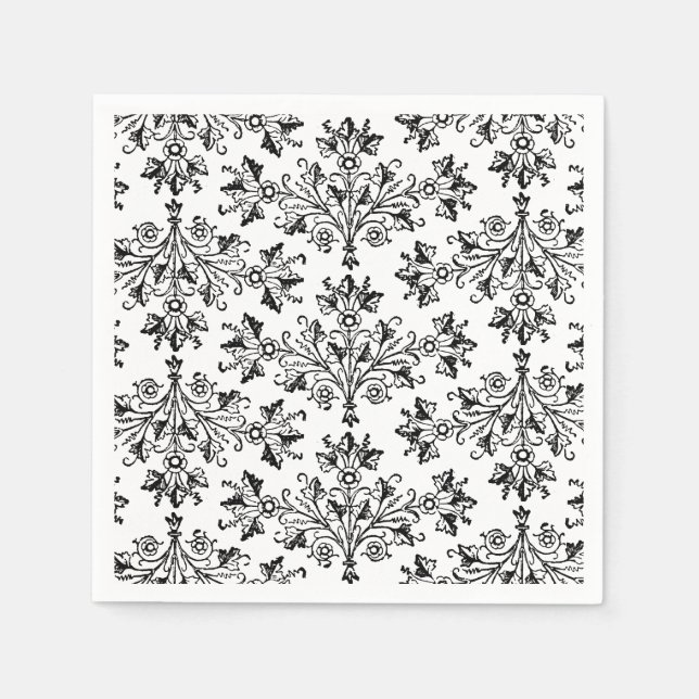 Diäten und Blätter Blumenkunst in Black Paper Serviette (Vorderseite)