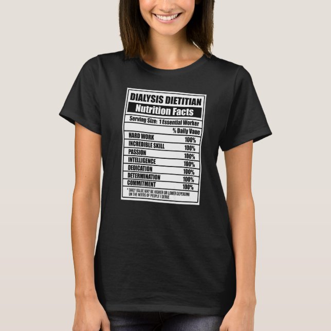Diätetische Fakten Ernährungsberatung Grafik T-Shirt (Vorderseite)