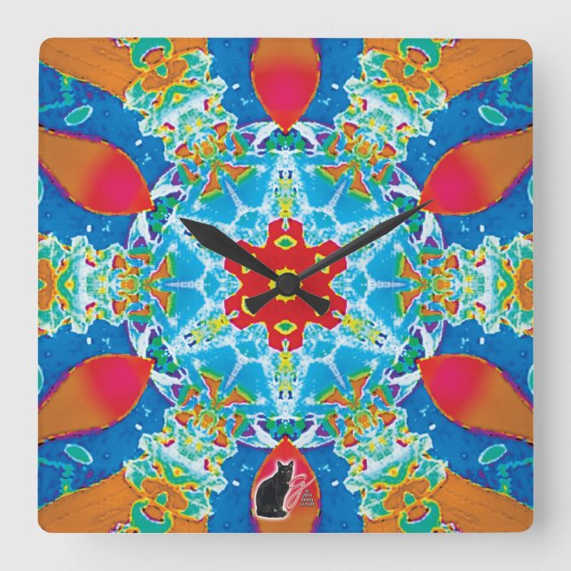 Diatome Kaleidoscope Quadratische Wanduhr (Vorderseite)