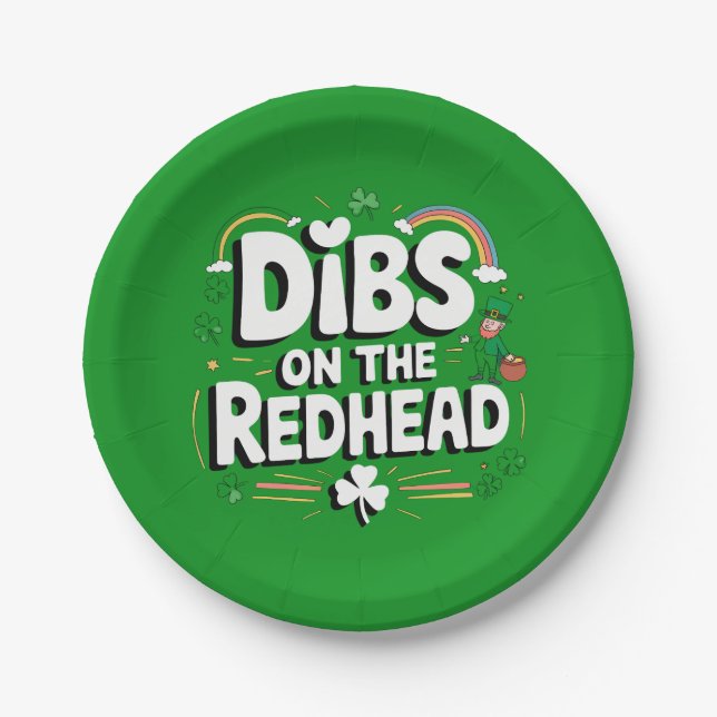 Dibs on the Redhead Funny St Patrick's Day Pappteller (Vorderseite)