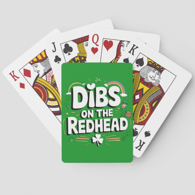 Dibs on the Redhead Funny St Patrick's Day Spielkarten (Rückseite)